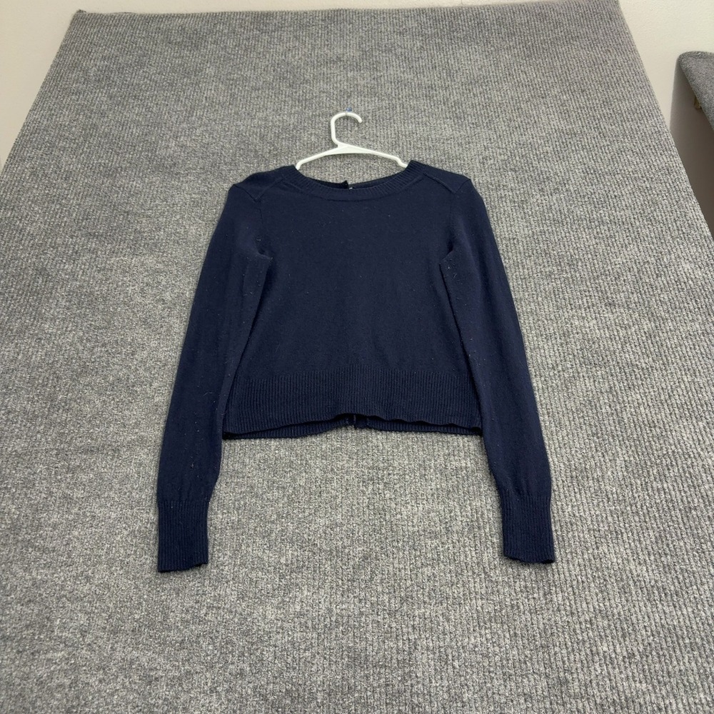 Alex Mill Sweater Womens XS Navy Blue Merino Wool Button Back Crew Neck Classic